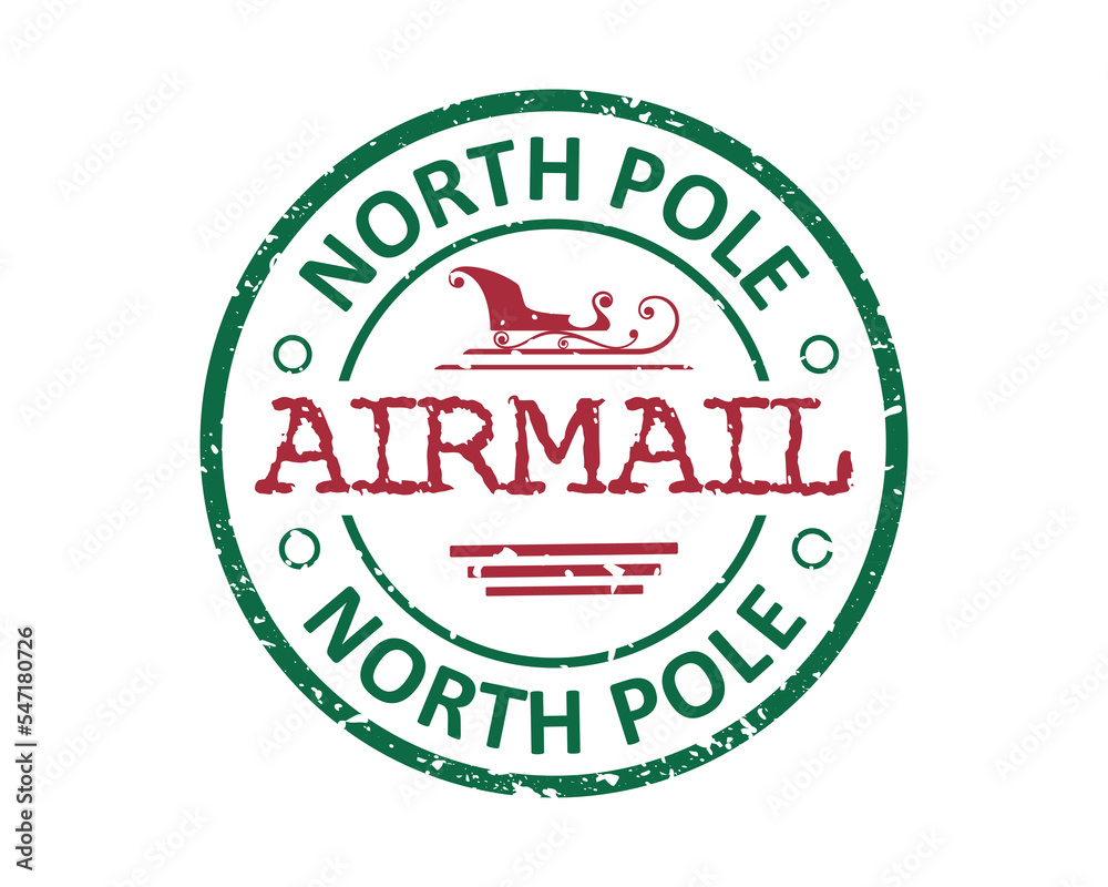 North Pole airmail Santa Clause main post office grunge rubber stamp design with white background North Pole airmail Santa Clause main post office grunge rubber stamp design with white background