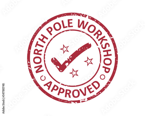 North Pole workshop approved Santa Clause main post office North Pole grunge rubber stamp design with white background