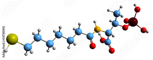  3D image of Coenzyme B skeletal formula - molecular chemical structure of  7-mercaptoheptanoylthreoninephosphate isolated on white background
 photo