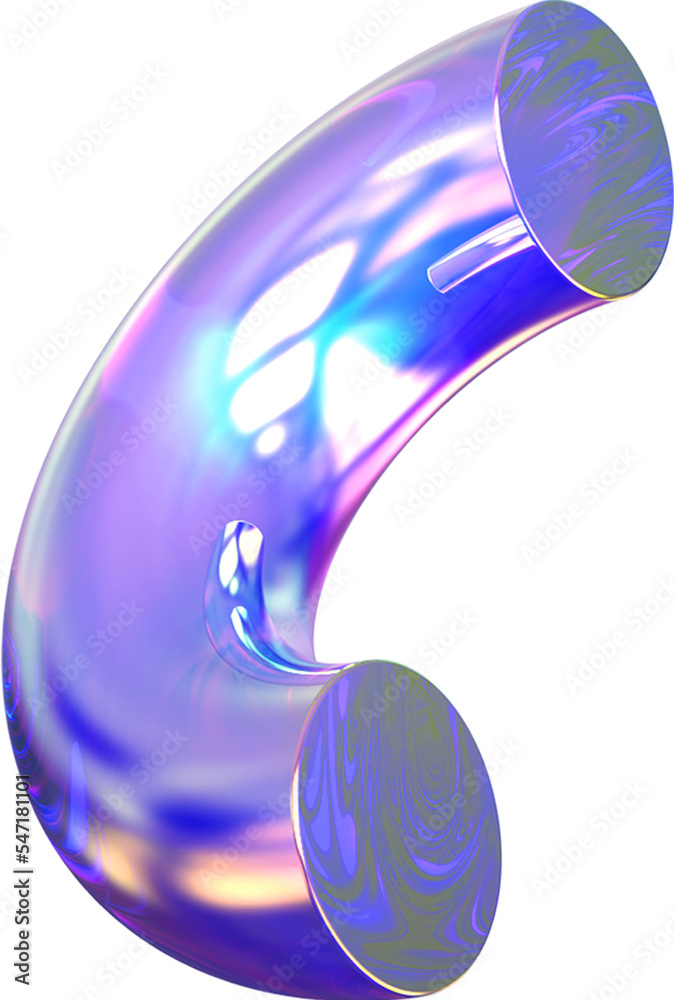 Holographic geometric shape isolated on transparent background. 3D ...
