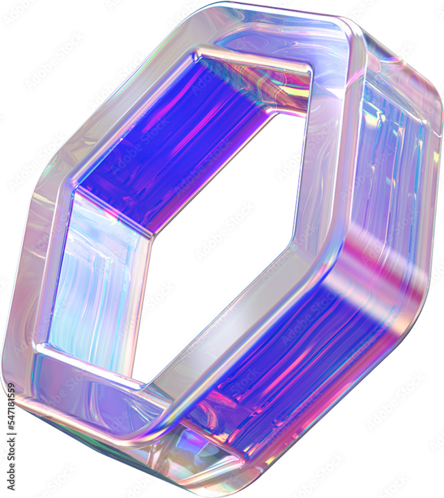 Holographic geometric shape isolated on transparent background. 3D ...