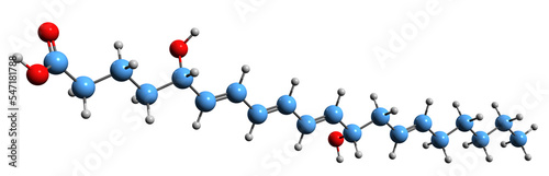  3D image of Leukotriene B4 skeletal formula - molecular chemical structure of  eicosanoid inflammatory mediator isolated on white background
 photo