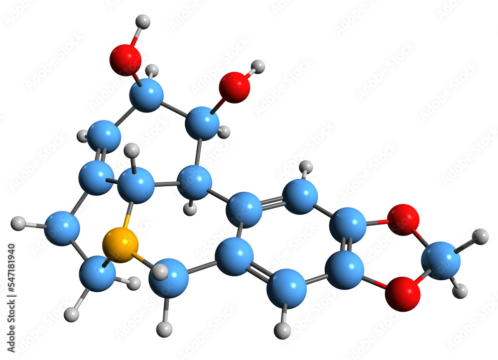 Lycodine 3D image of Lycorine skeletal formula - molecular chemical structure of ...