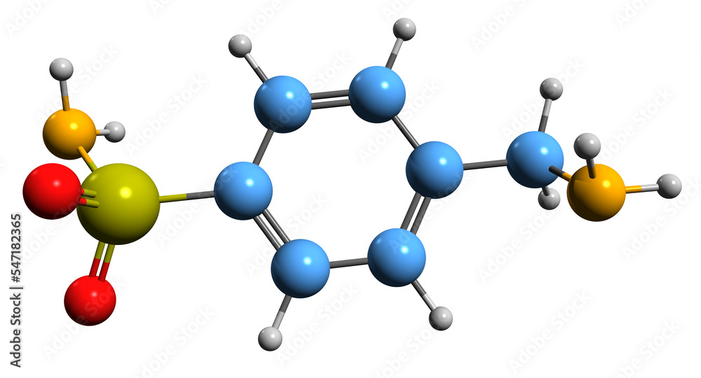 3D image of Mafenide skeletal formula - molecular chemical structure of sulfonamide-type medication isolated on white background
3D image of Mafenide skeletal formula - molecular chemical structure of sulfonamide-type medication isolated on white background