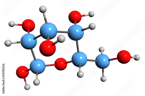  3D image of Mannose skeletal formula - molecular chemical structure of  sugar monomer isolated on white background
 photo