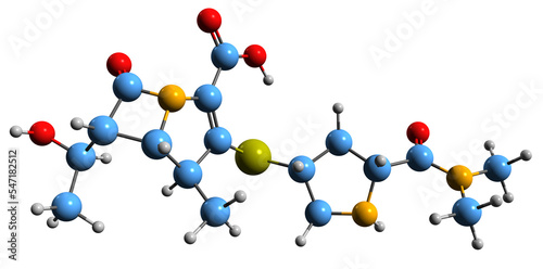  3D image of Meropenem skeletal formula - molecular chemical structure of beta-lactam antibiotic isolated on white background
 photo