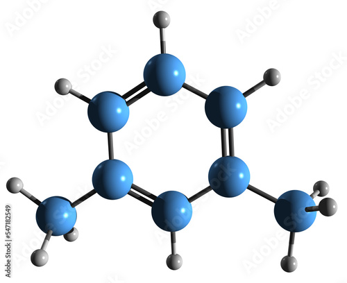  3D image of Xylene skeletal formula - molecular chemical structure of  petrochemical xylol isolated on white background
 photo