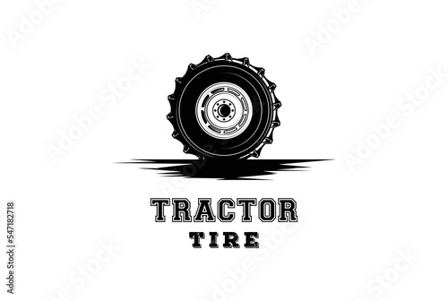 Vintage Heavy Tractor or Mining Vehicle Tire Logo Design