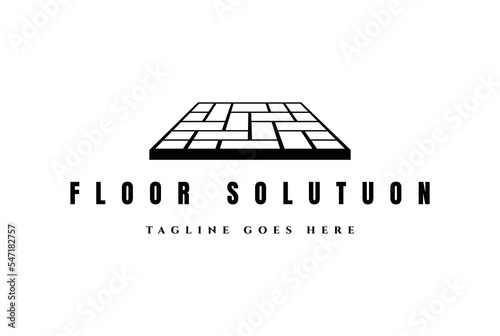 Vintage Geometric Concrete Paving Floor Logo Design Vector