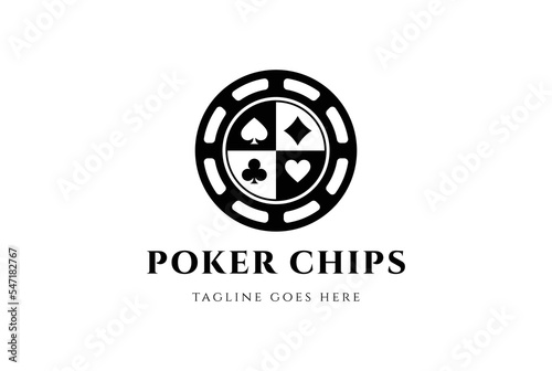 Vintage Circular Playing Poker Cards Chips for Gambling Sport Bet Logo Design Vector