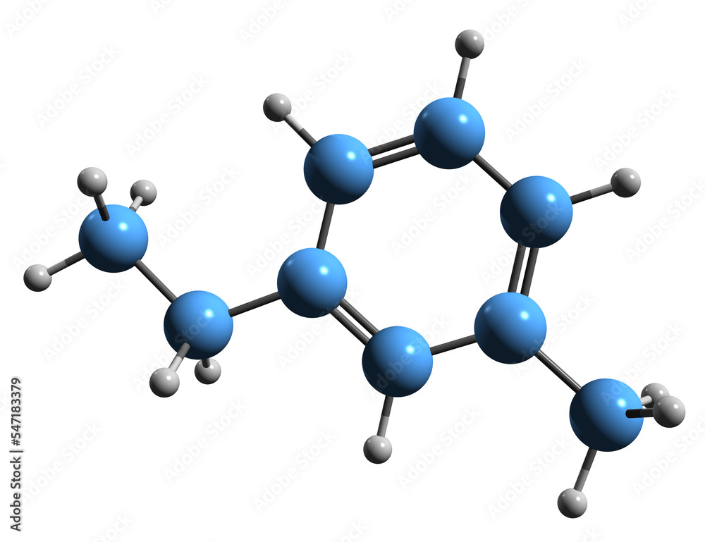 3D image of Ethyltoluene skeletal formula - molecular chemical ...