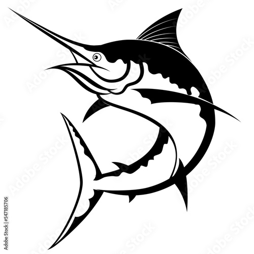 Sailfish Silhouette vector Isolated on white backgroud.