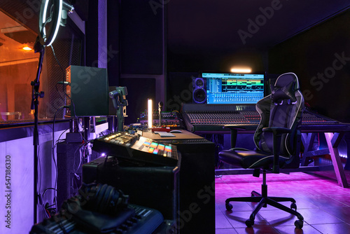 Modern recording studio with equipment