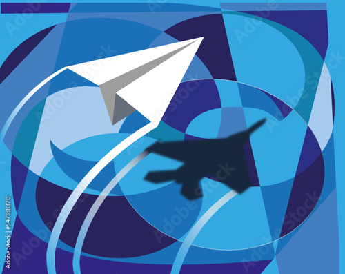 avión de papel futurista