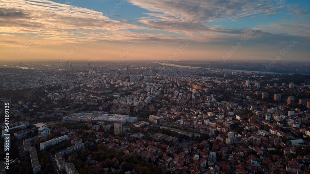 Urban drone view Belgrade, Serbia.