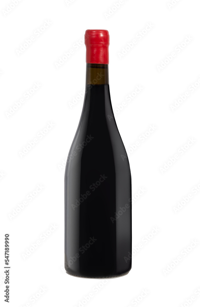 Isolated bottle of wine or champagne with a red stopper. Isolated bottle of wine or champagne with a red stopper.