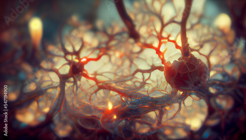 Neurons, brain cells, neural network, generative ai illustration © Dr_Microbe