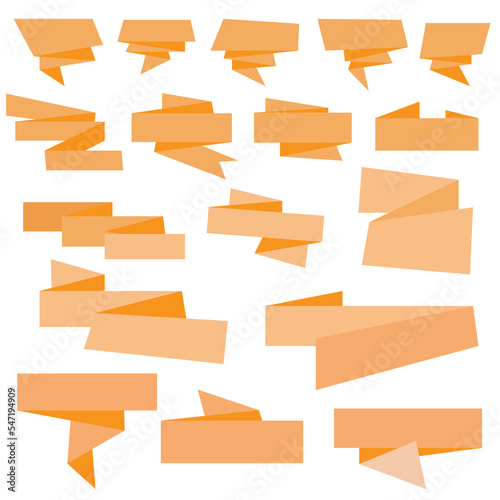 Set of orange paper banners