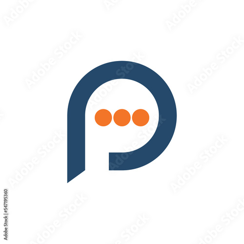 Letter P chat bubble communication logo. Bubble chat with initial letter P logo design.