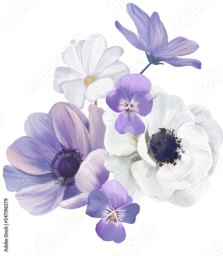 Fotografie Watercolor floral bouquet illustration set