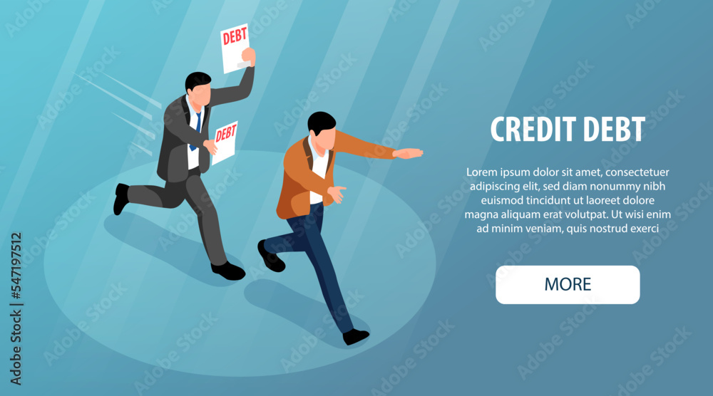 Isometric Credit Horizontal Banner Isometric Credit Horizontal Banner