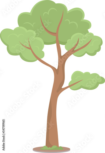 Young tree semi flat color raster object. Full sized item on white. Biodiverse habitat. Supporting wildlife. Springtime simple cartoon style illustration for web graphic design and animation