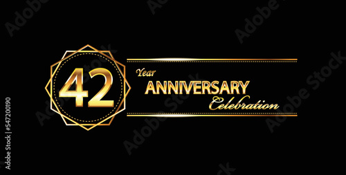 42 anniversary celebration. 42nd anniversary celebration. 42 year anniversary celebration with gold shine and black background. photo