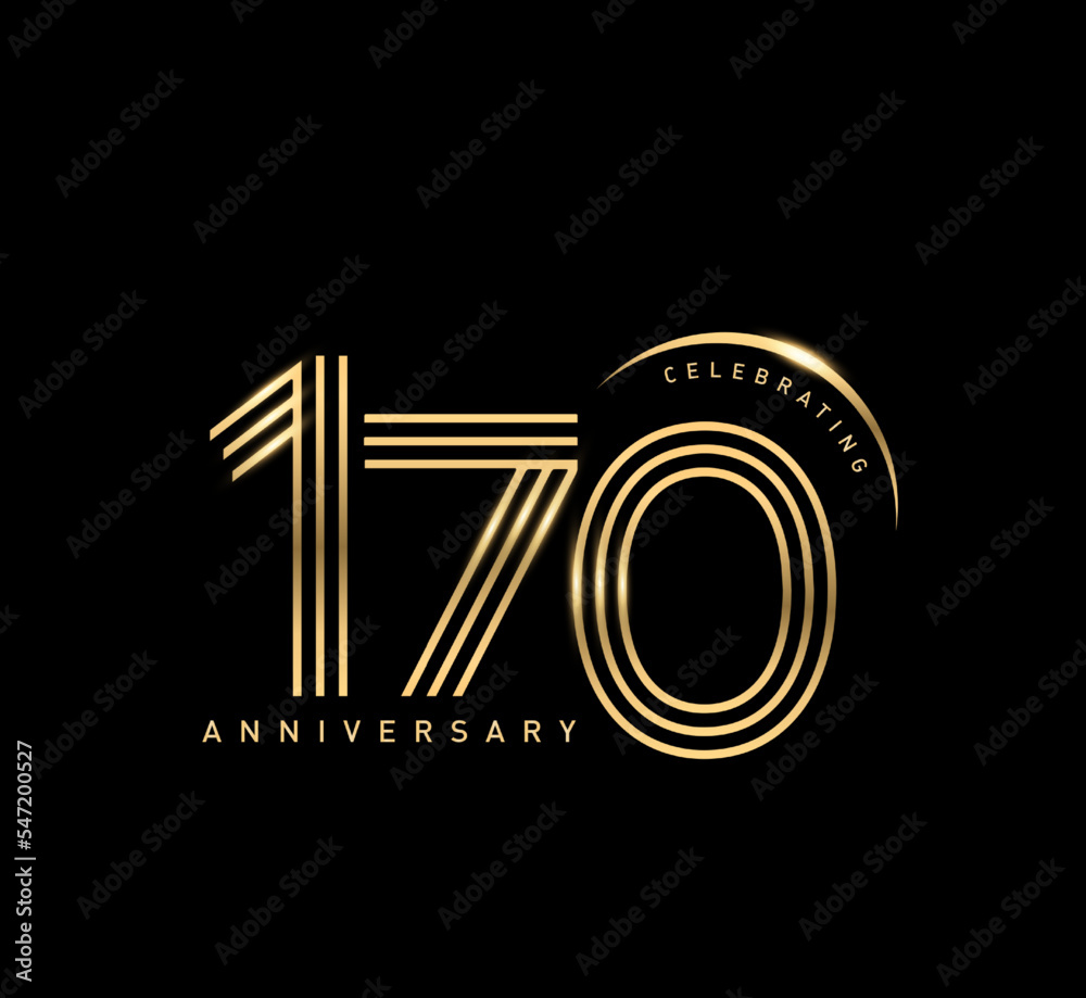 170 years anniversary celebration logotype. elegant modern number gold color