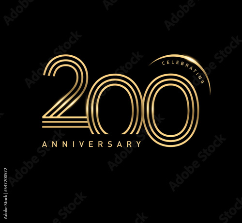 200 years anniversary celebration logotype. elegant modern number gold color photo