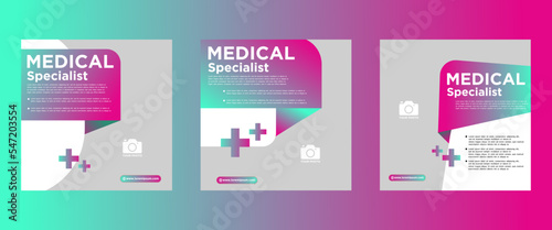 Medical and healthcare square banner template design. White background with shapes. Perfect for social media posts, and web ads.