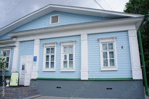 A house in the historical part of the provincial town of Gorodets, standing on the high bank of the Mother Volga