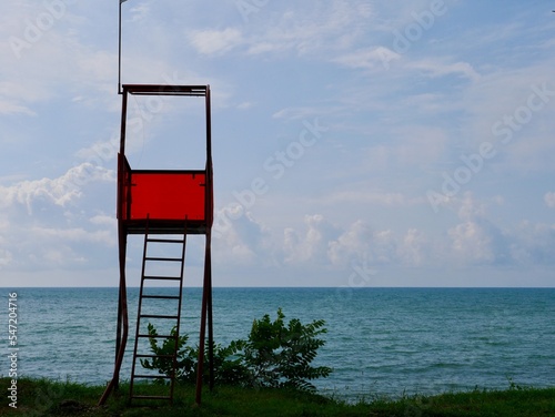 Lifeguard tower at Batumi beach. Adjara, Georgia.