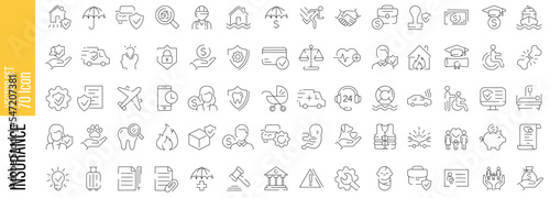 Insurance outline icon set  vector illustration. Health safety