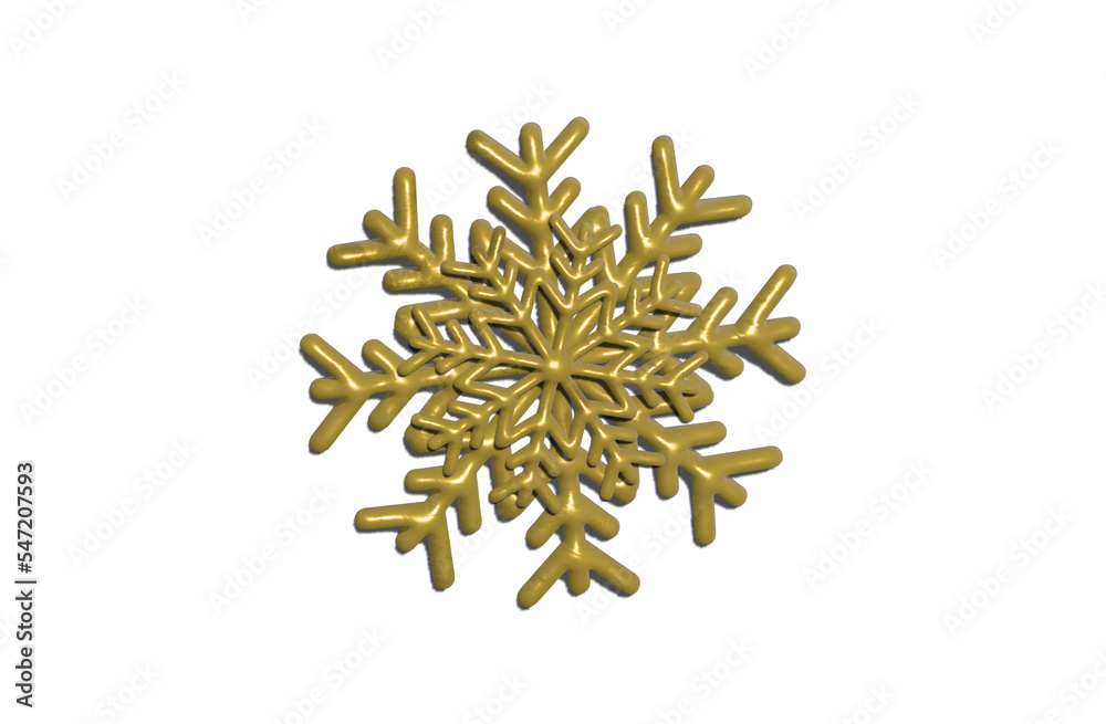 3D illustration of a star or snowflake in gold color 3D illustration of a star or snowflake in gold color