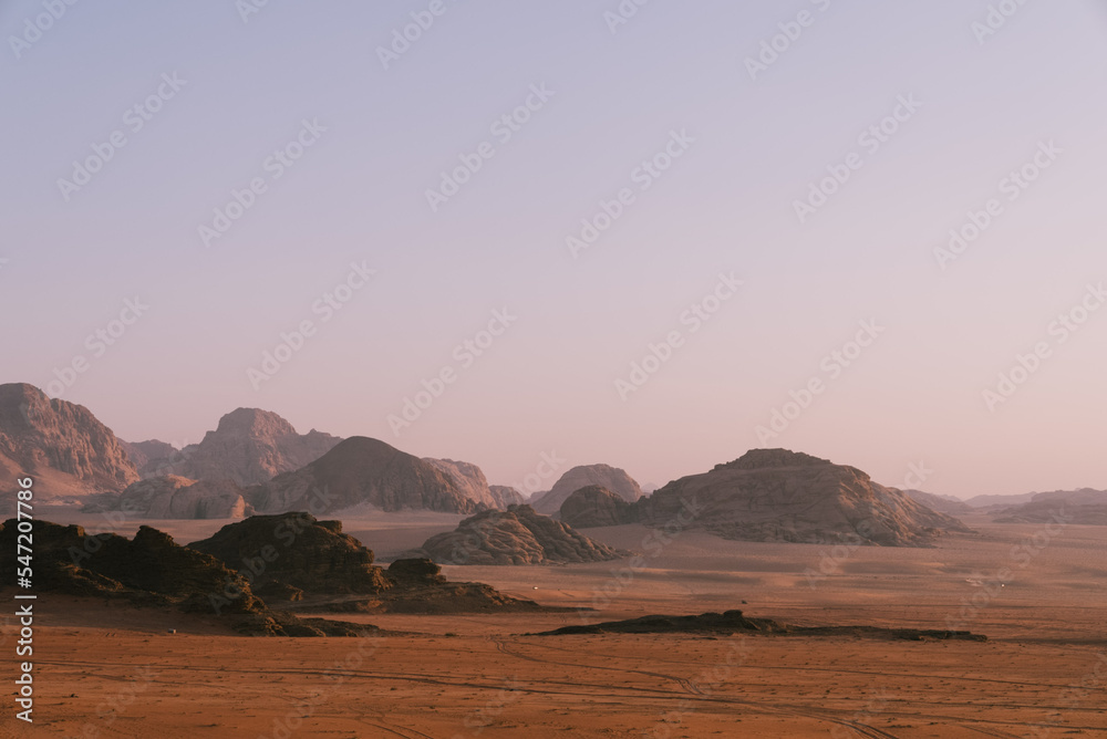Wadi Rum desert in the dawn