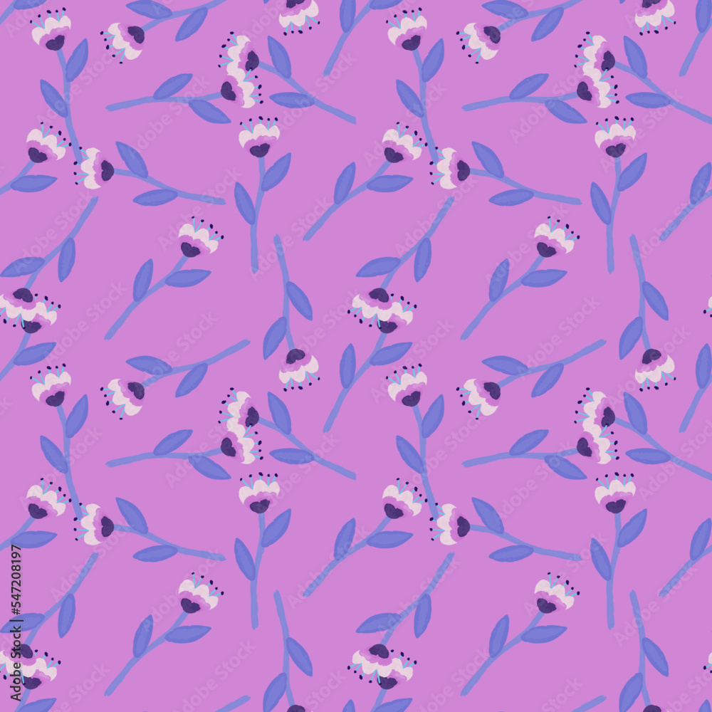 Folk flower seamless pattern in naive art style. Decorative floral wallpaper.