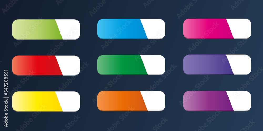 Shiny web game 3D buttons gradient colored collection Vector illustration Shiny web game 3D buttons gradient colored collection Vector illustration
