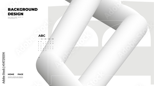 Abstract web page, homepage, landing page concept. Strict and discreet background. Type and 3D shapes.	