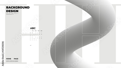 Abstract web page, homepage, landing page concept. Strict and discreet background. Type and 3D shapes.	