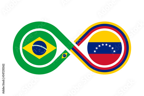 unity concept. brazil and venezuela flags. vector illustration isolated on white background