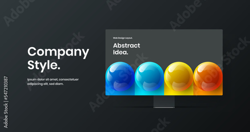 Creative site vector design template. Amazing desktop mockup web banner illustration.