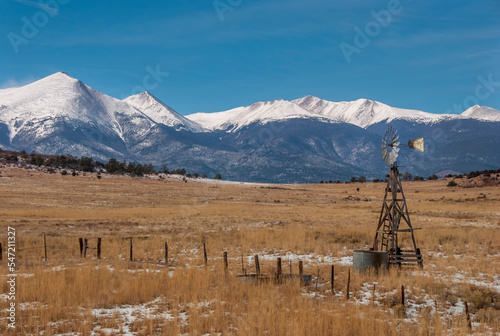 Old Windmill in the Wet Mountain Valley of Colorado photo