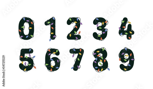Christmas Lights Numbers One Two Three Four Five Six Seven Eight Nine Zero