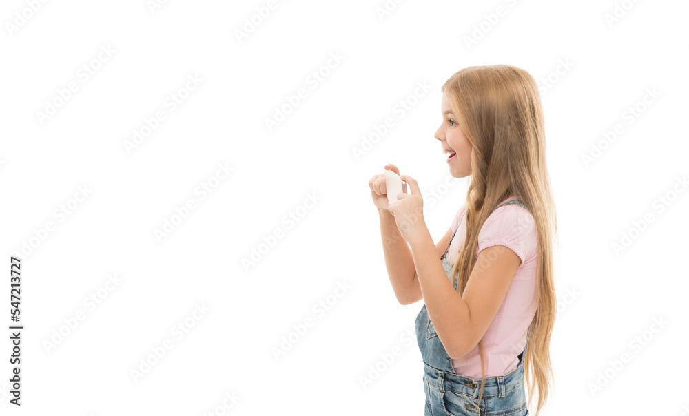 smiling teen girl blogger making photo with copy space. teen girl blogger with phone smiling teen girl blogger making photo with copy space. teen girl blogger with phone