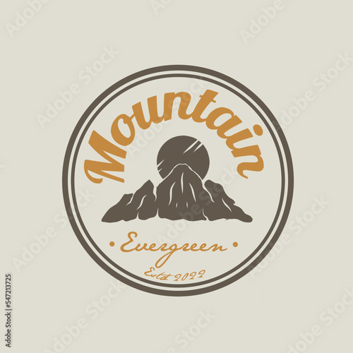 Mountain climbing, nature and forest logo illustration. abundant resources. natural wealth