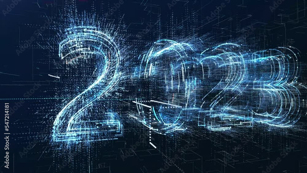 the inscription 2023 in techno style announces the arrival of the industry 5.0 revolution and future technologies in the new 2023