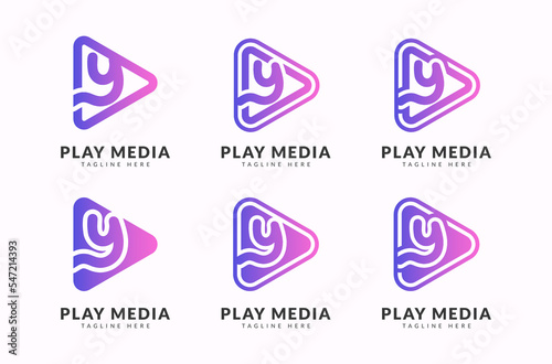 Letter Y play media creative gradient logo