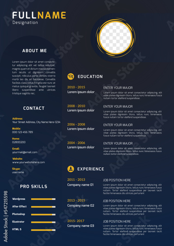 Professional clean and modern resume or cv template