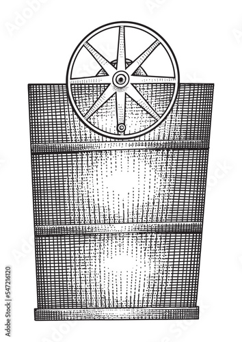 Vintage ice cream maker side view illustration