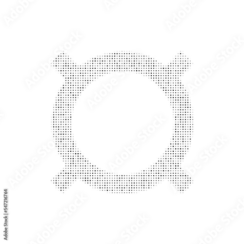 The currency symbol filled with black dots. Pointillism style. Vector illustration on white background